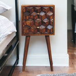 Solid Wood Mini Chestnut Cube 2 Drawer Bedside