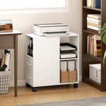 HOMCOM Mobile Printer Table With Drawers On Wheels For Home Office, White