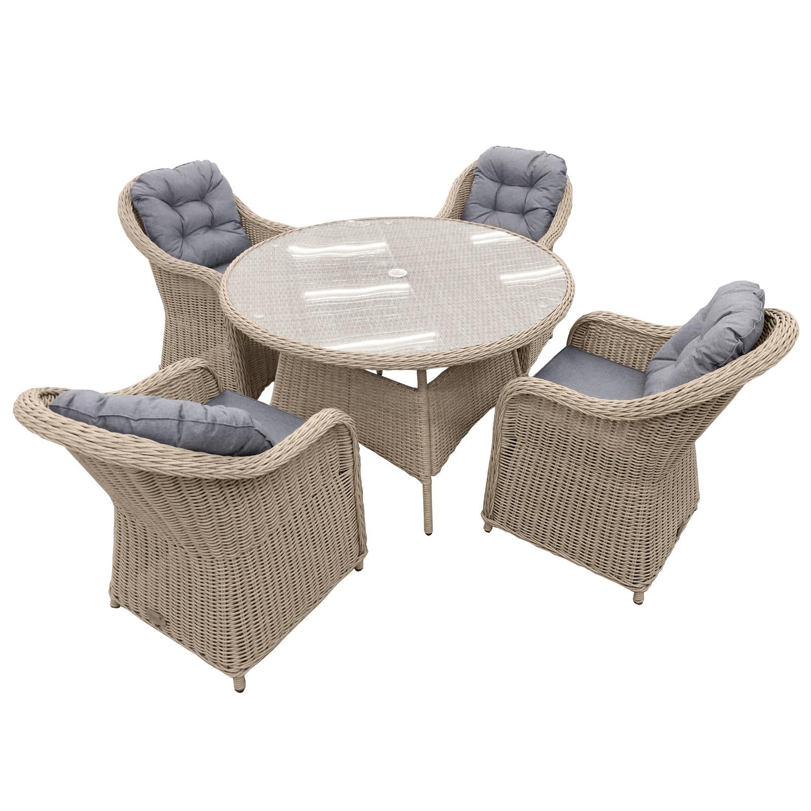 Sicilia Rattan 4 Seat Dining Set | Sandy Oak