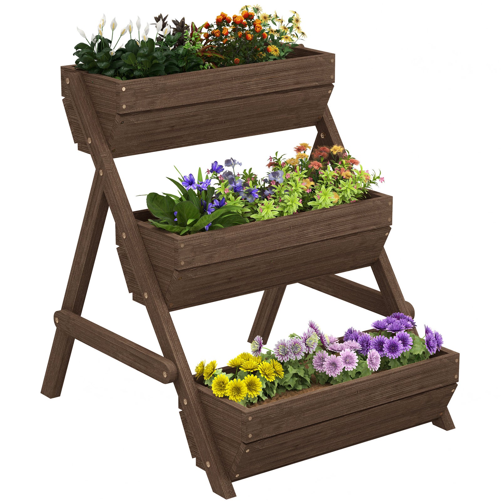 3 Tier Raised Garden Bed, 66l Planter Box Kit, Tan