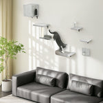6-piece Cat Wall Shelves Set, Cat Wall Furniture With Condo, Grey