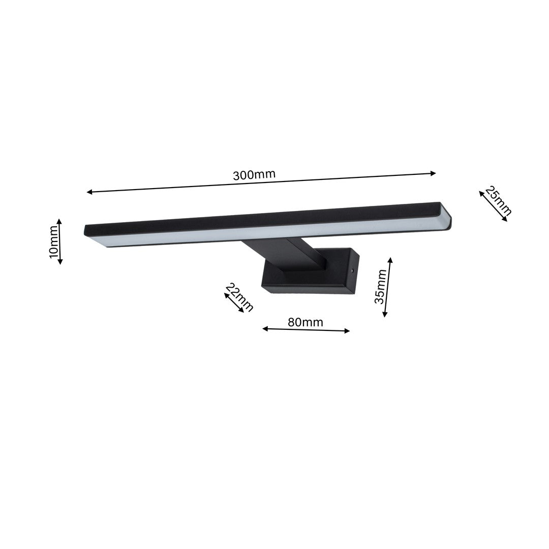 Shine Black Led 7w Wall Lamp Stylish Matt Black Light With Ip44 Rating Perfect For Mounting Above A Bathroom Mirror
