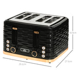 Toaster With 4 Slot, 7 Browning Levels, 1600w, Ripple | One Size | Black