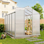 6 x 6/10 FT Silver Aluminium Hobby Greenhouse With Base And Openable Window | Large | Clear