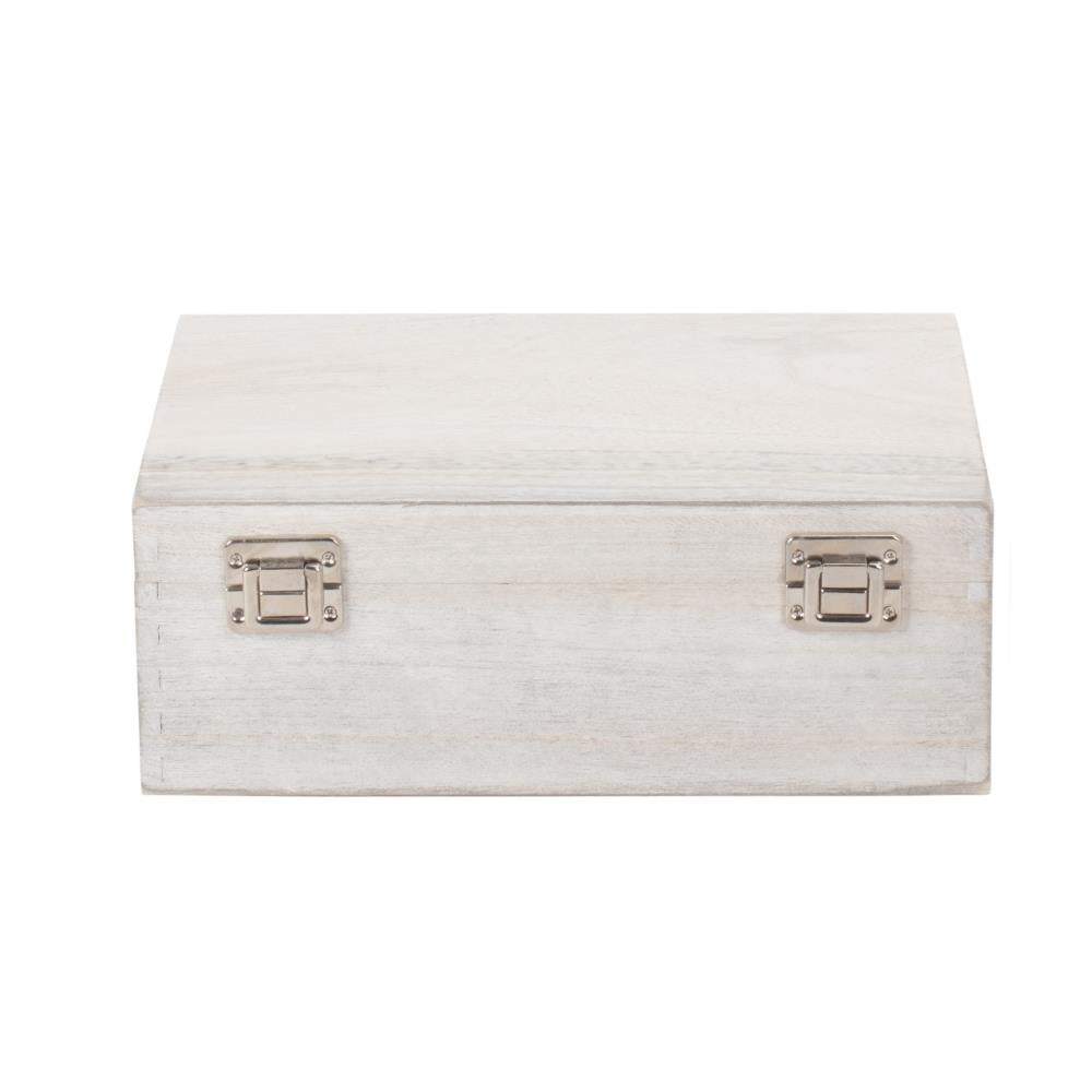 30cm White Wash Wooden Box
