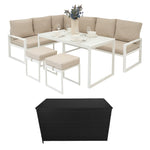 Aluminium Corner Sofa Set With Rattan Storage Box | White