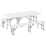3 Piece Folding Picnic Table And Bench Set W/ Handles