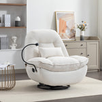 Fallon Boucle Fabric Swivel Based Recliner Chair Phone Holder | Cream