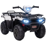 12v Electric Quad Bike For Kids W/ Led Headlights, Music | White