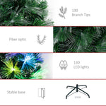 4ft Multicoloured Artificial Christmas Tree W/ Pre-lit Modes Metal Stand | 4ft | Green