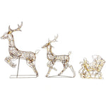 Outsunny 3-piece Christmas Lighted Reindeer And Sleigh Set For Outdoor