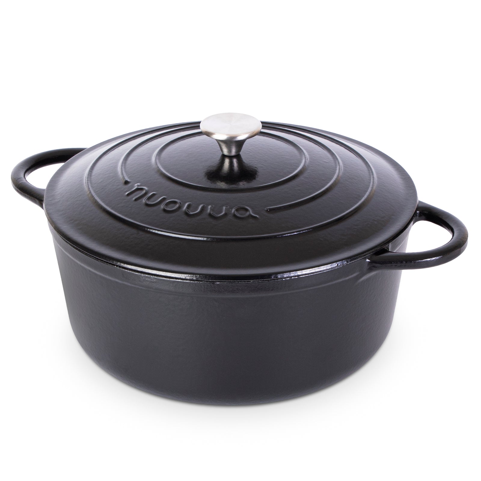 Cast Iron Dutch Oven Casserole Pot With Lid - 30cm (6.9l) | Black