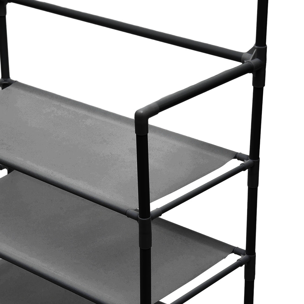 Entryway 4 Tier Shoe Rack With Coat Hanger | Black