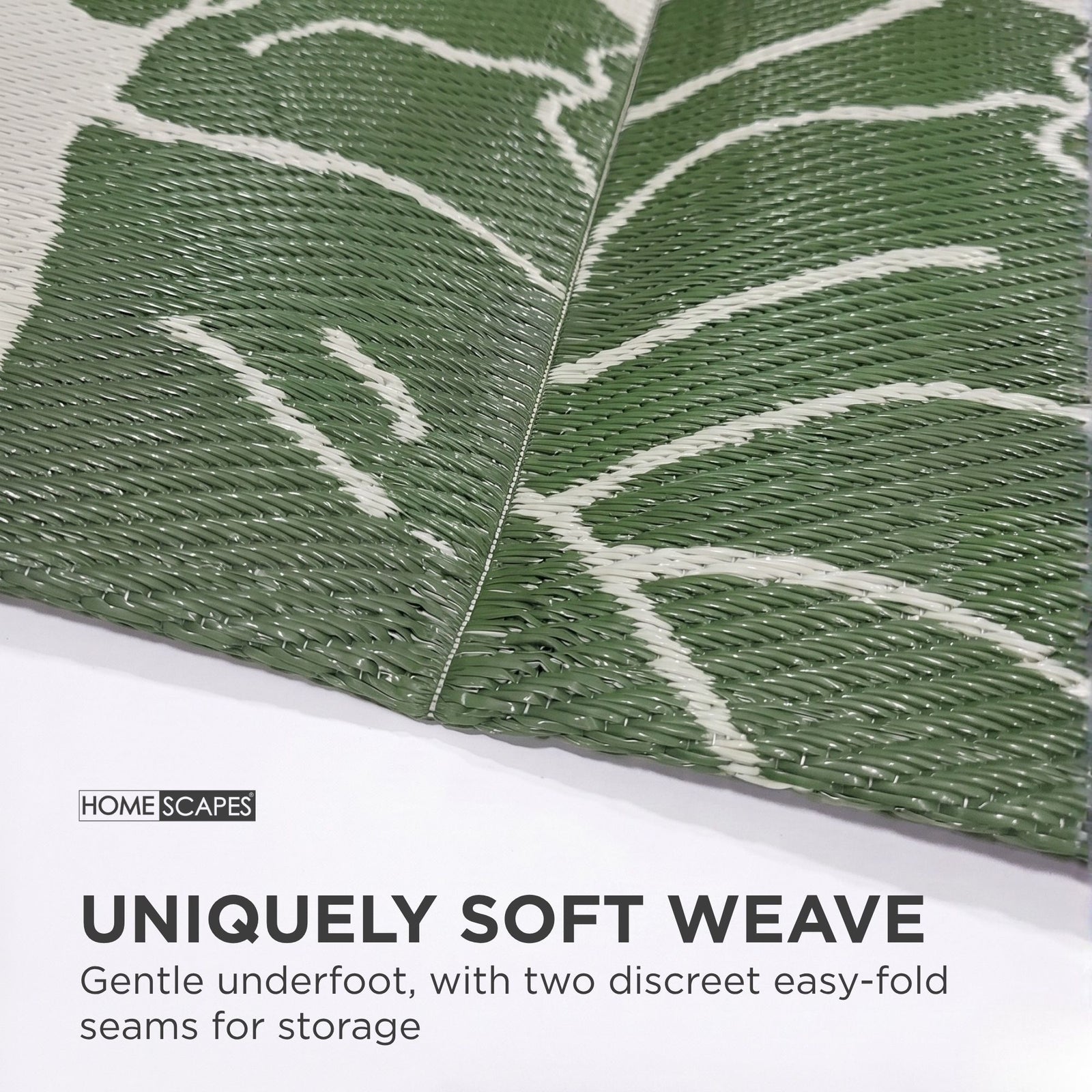 Luxury Outdoor Rug Waterproof Reversible For Garden Patio 100% Recycled, Green Ada Botanical | 180cm x 270cm | Green