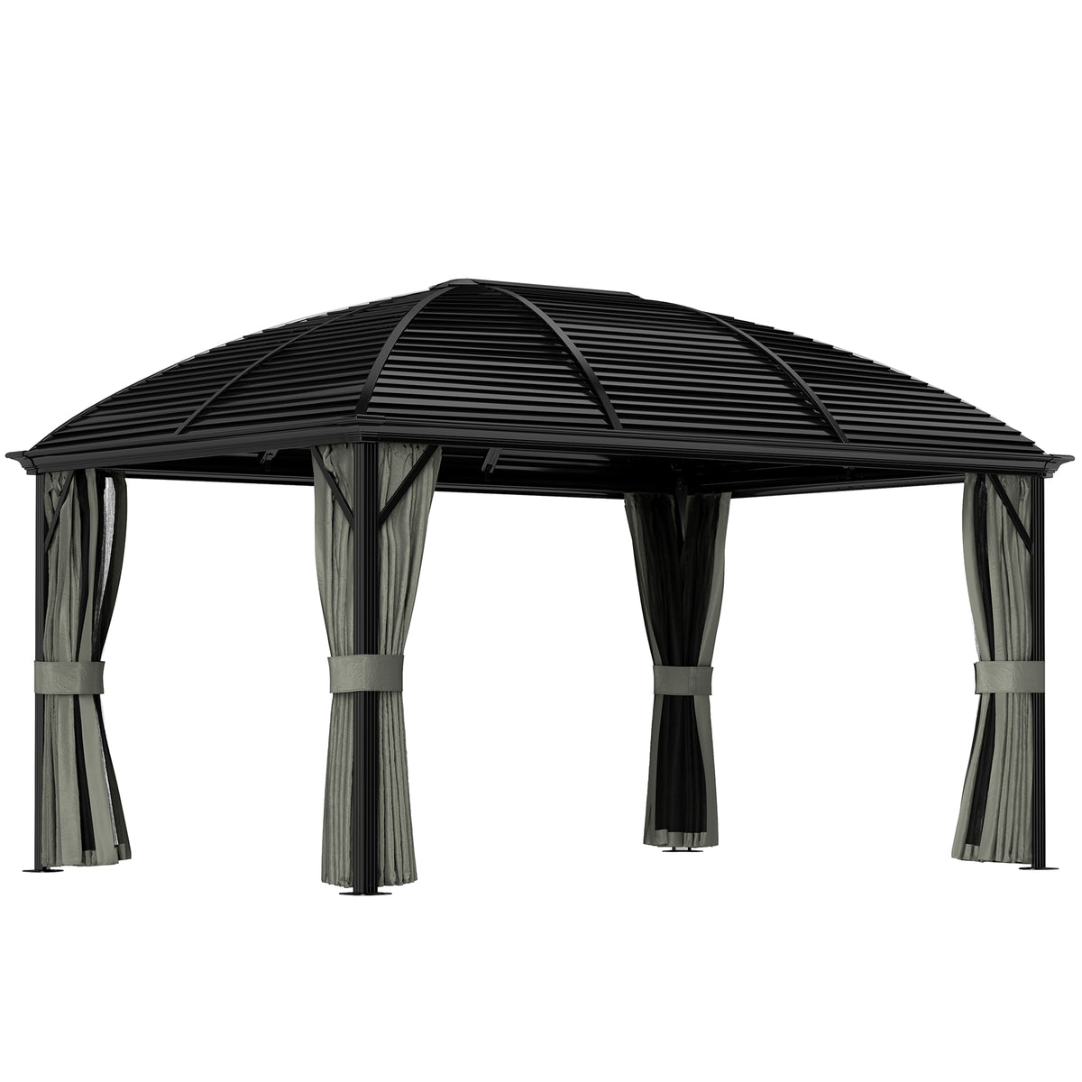 3x4m Hardtop Gazebo With Metal Roof And Aluminium Frame | Dark Grey