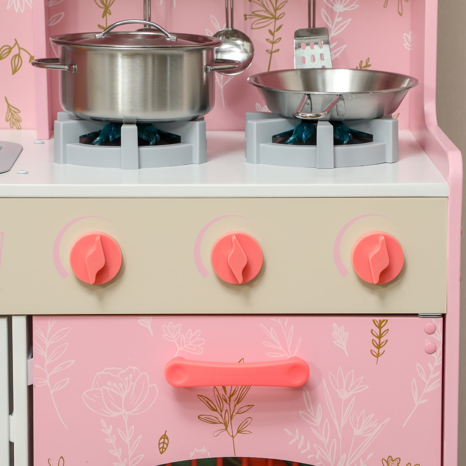 Aiyaplay Play Kitchen Kids Kitchen Set With Lights And Sounds - Pink