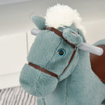 Kids Plush Ride-on Rocking Horse With Plush Toy Sound Handle Grip | Blue