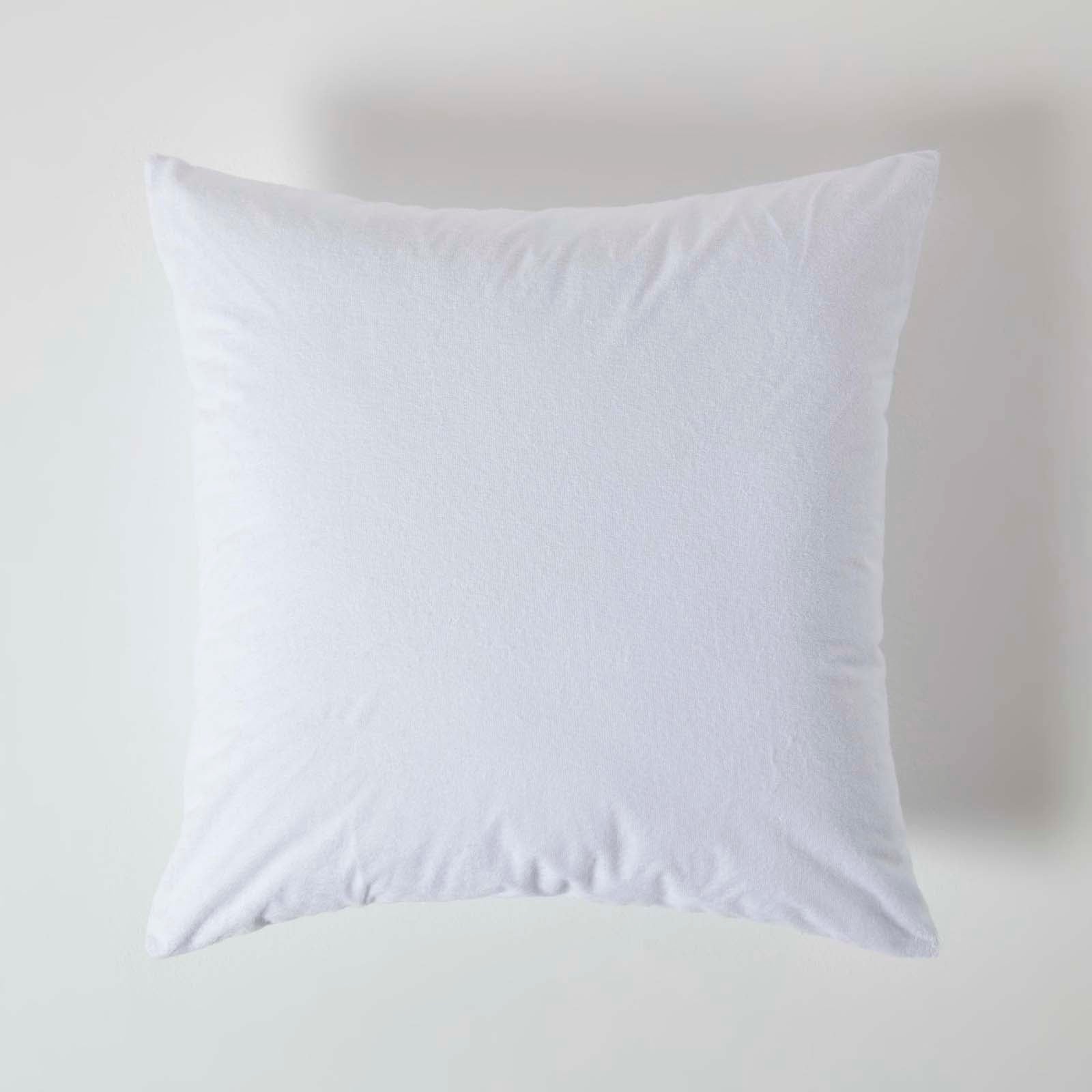 Terry Towelling Waterproof Pillow Protectors, Pack Of 4 | 60cm x 60cm | White