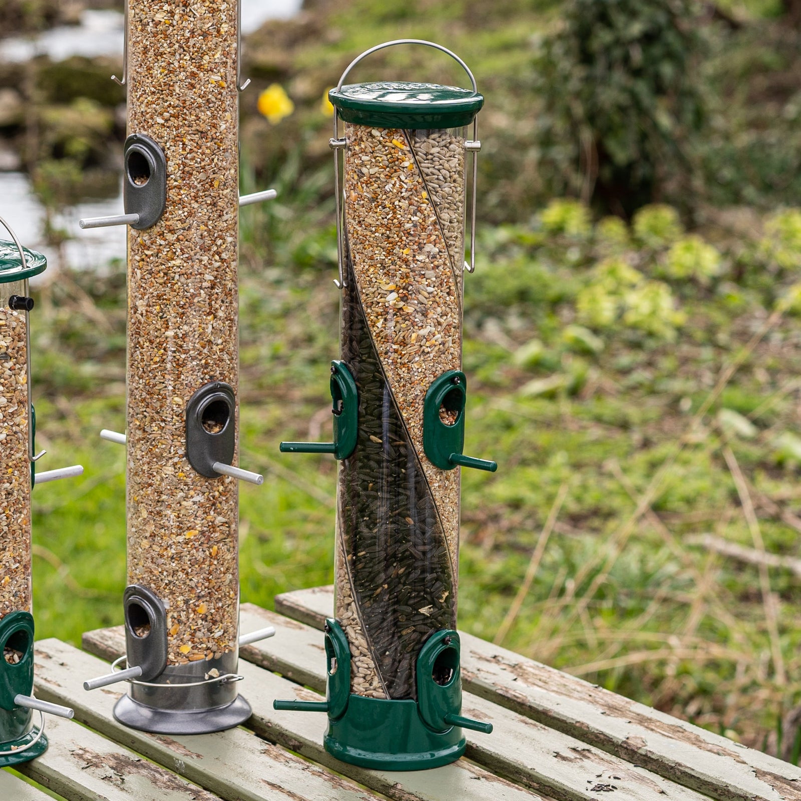All Weather 3-seed Twist Feeder, Green | Green