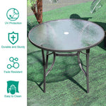 Rectangular Tempered Glass Outdoor Coffee Table With Parasol Hole - 105cm Dia X 72 Cm H | One Size | Black