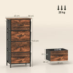 Fabric Chest Of Drawers, 4 Drawer Dresser For Bedroom | Brown