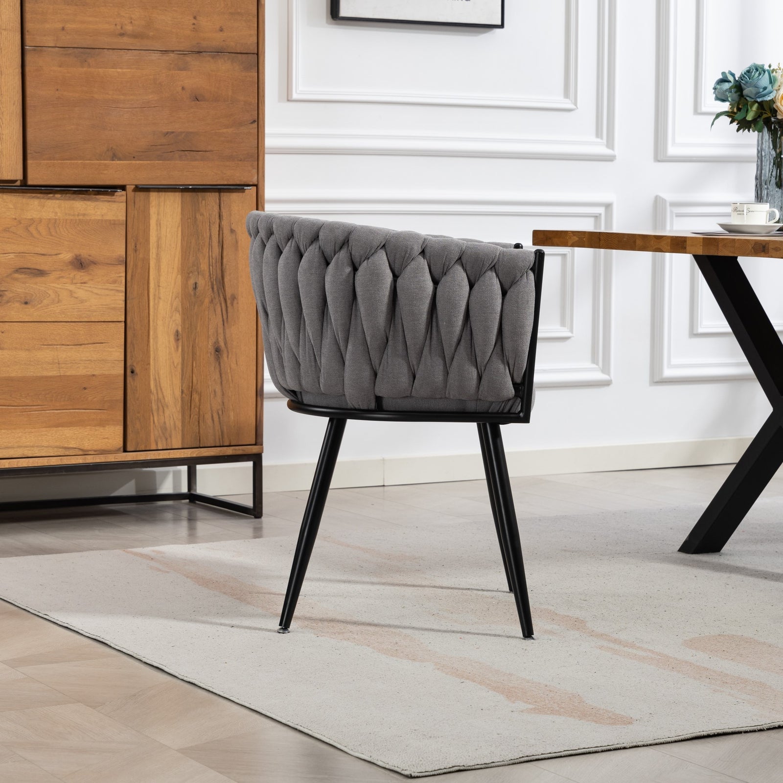 Aneta Fabric Accent Chairs - Set Of 2 | Grey