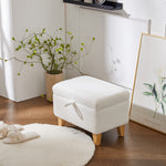 White Teddy Fleece Upholstered Storage Ottoman | Small | White