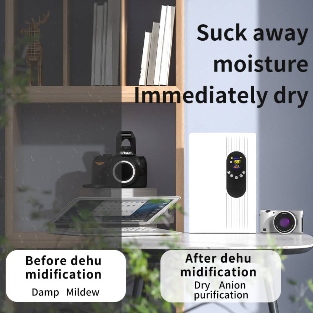 Quiet Dehumidifier With Remote Control, 2.2l Tank & Continuous Drainage – Air Purification, Led Display, And 24h Timer For Comfortable Living