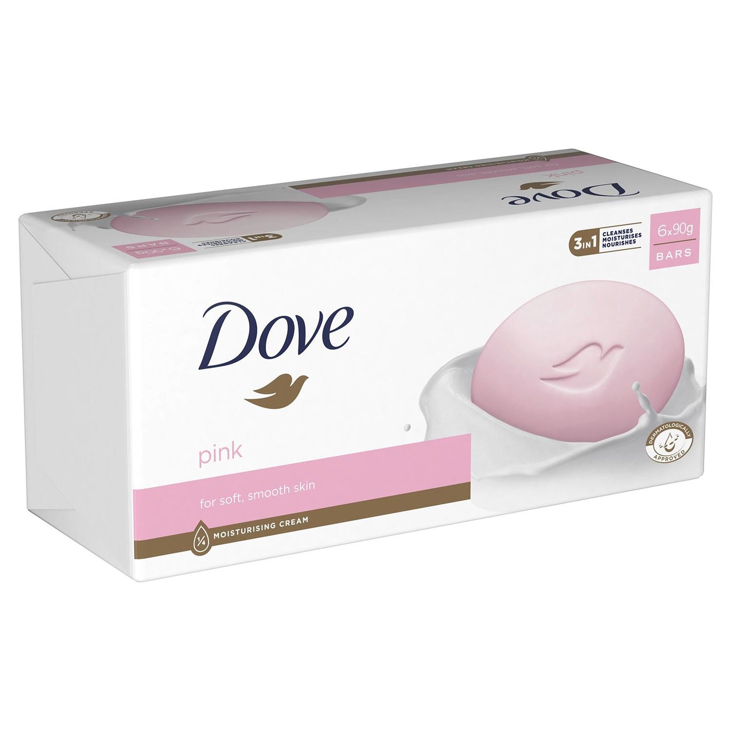 Pink Beauty Cream Bar For Soft And Smooth Skin, Moisturising Cream, 6 X 90g