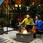 Grey Rattan Gas Fire Pit Table
