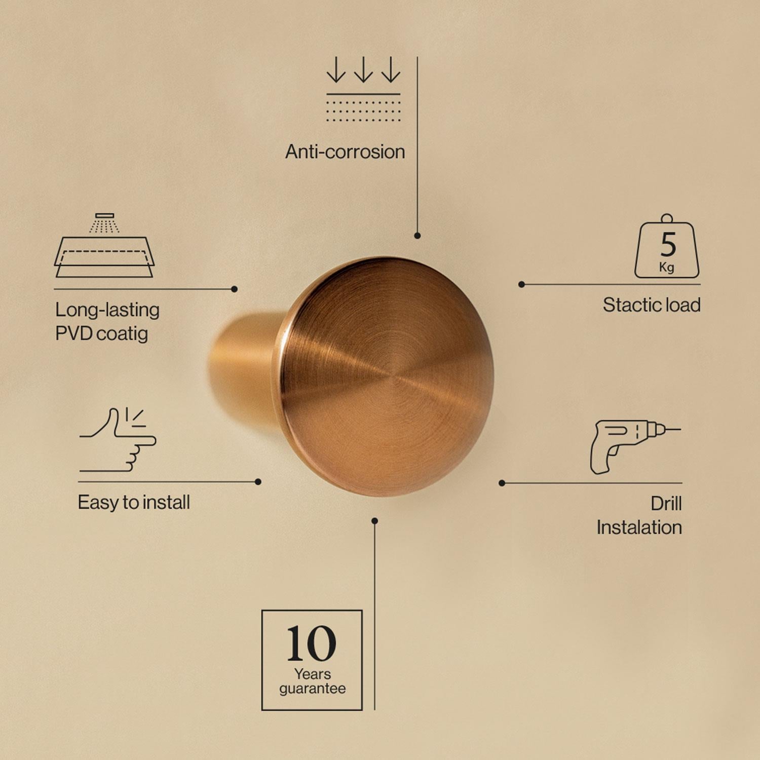 Towel Hook, Robe Hook, Coat Hook, Brushed Gold,architect S+ Collection