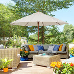 2.5m Wooden Garden Parasol Sun Shade | White