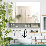 Bathroom Wall Mounted Mirror Storage Adjustable Shelves