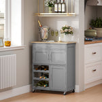 Rolling Kitchen Island Trolley Storage Cart W/ Rubberwood Top, Grey