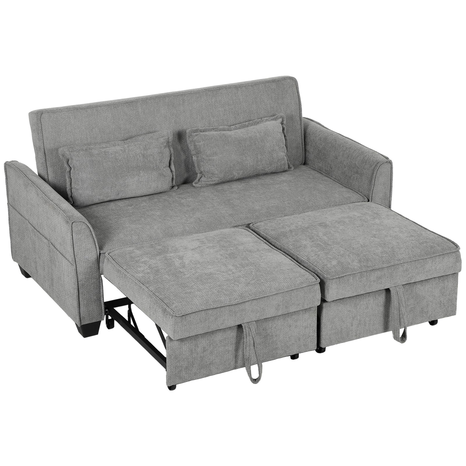 2 Seater Sofa Bed, 4-in-1 Convertible Pull Out Sleeper Sofa | Grey