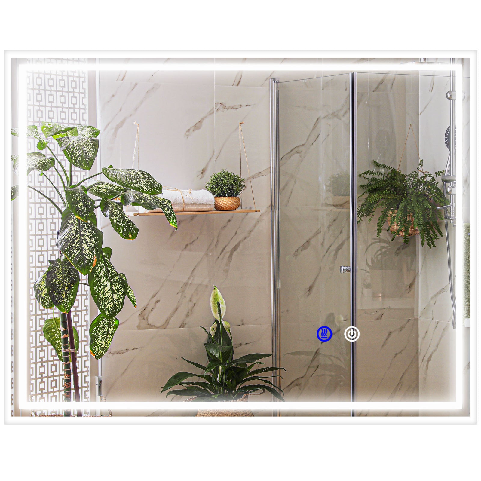 60x50/90x70cm Dimmable Bathroom Mirror With Led Lights | Large | Silver