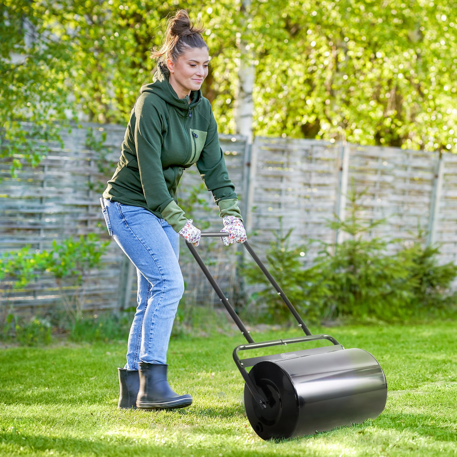 Combination Push/tow Lawn Roller, 38l Sand | Black