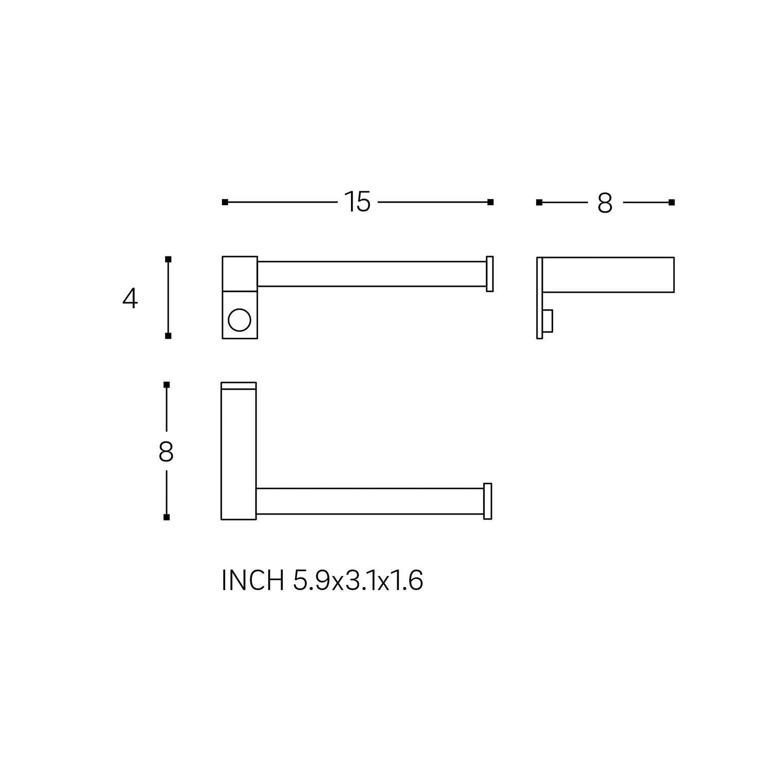 Toilet Roll Holder, Silver Gloss, Wall-mounted, 8 Cm. Collection Metric