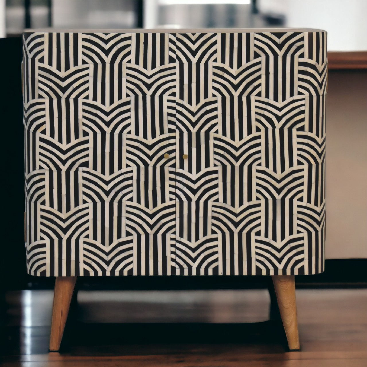 Solid Mango Wood Edessa Bone Inlay Cabinet