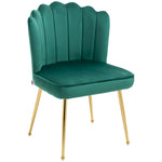 Velvet-feel Shell Accent Chair Bedroom Lounge Metal Legs | One Size | Green