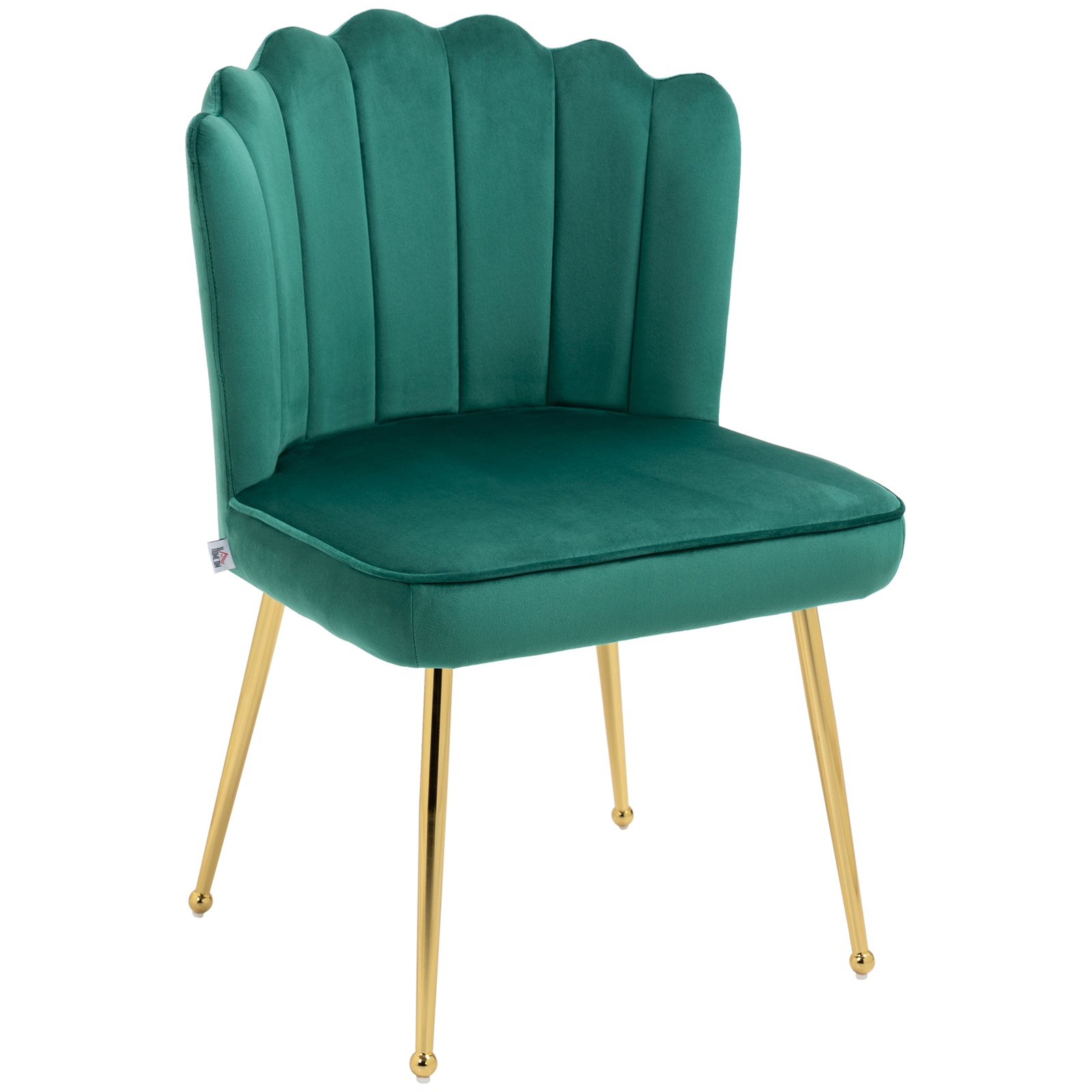 Velvet-feel Shell Accent Chair Bedroom Lounge Metal Legs | One Size | Green