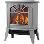 Electric Fireplace, Freestanding Log Burner, Led Flame Effect | Grey