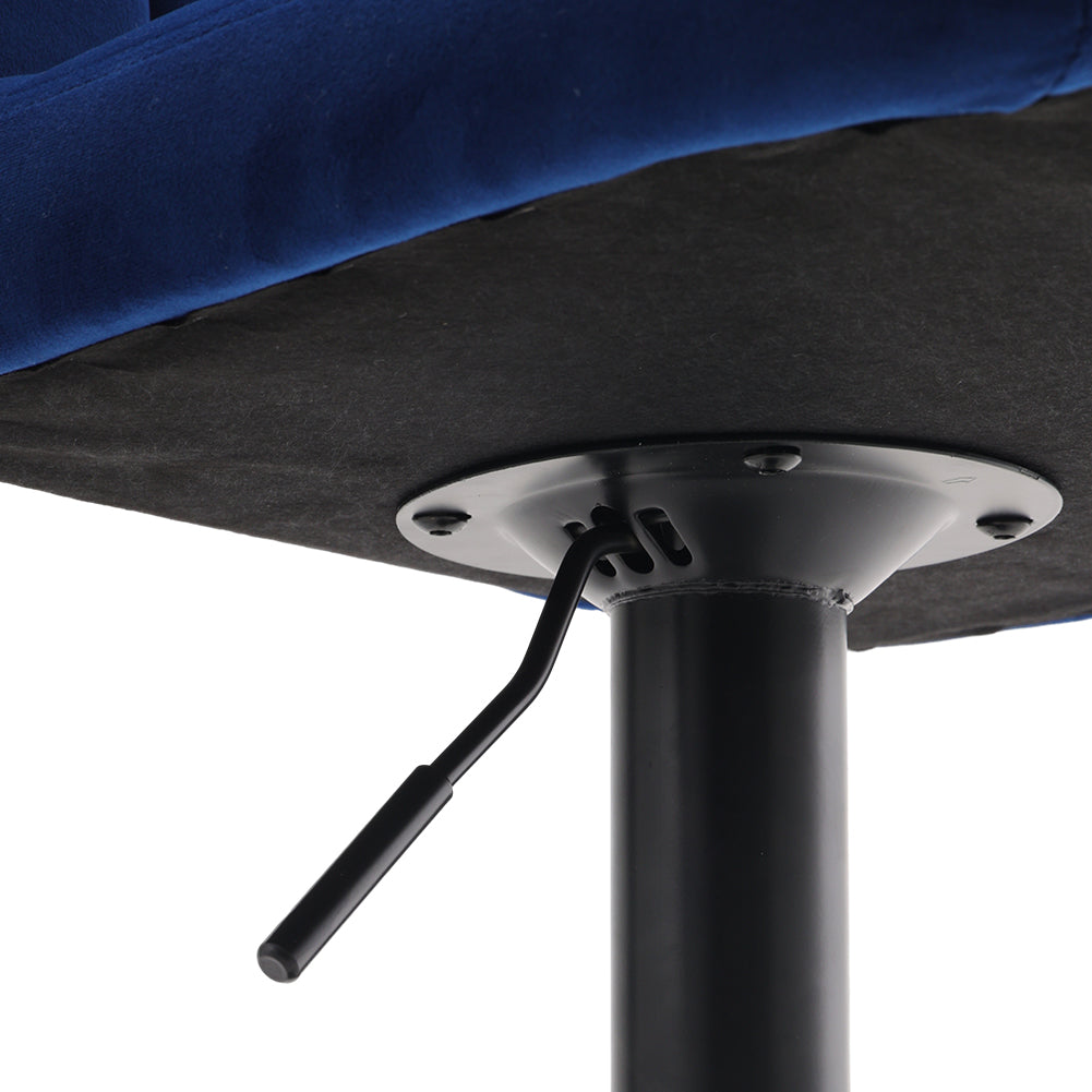 Set Of 2 Height Adjustable Velvet Upholstered Bar Stools With Metal Base | Royal Blue