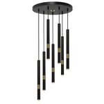 Monza Designer Black Pendant Lamp (7xg9) High Quality Hand Made From Matt Black Alloy With Luxurious Gold Detail