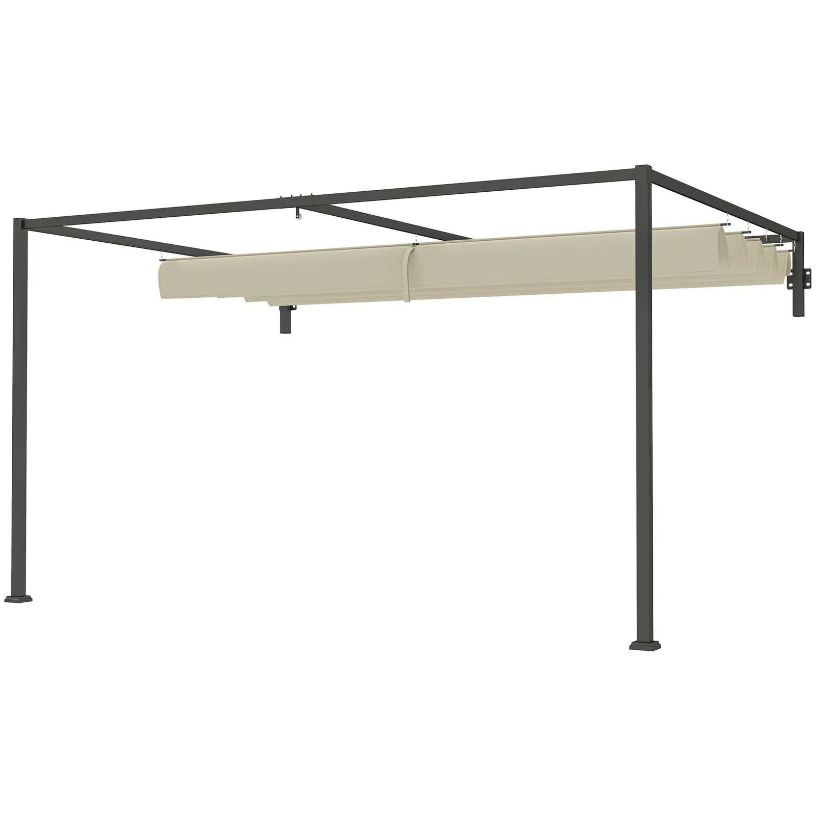 3 X 4m Wall Mounted Pergola With Retractable Roof, Khaki