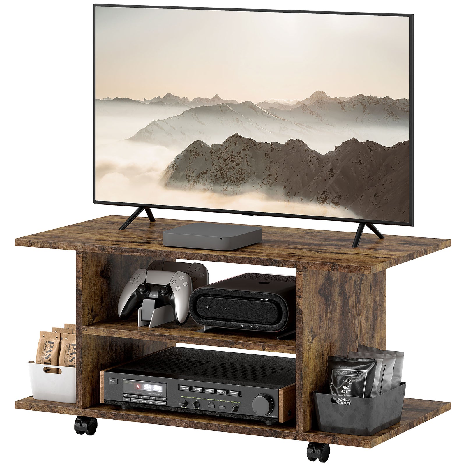 Modern Tv Cabinet Stand, 3 Tier, Storage Shelves
