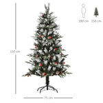 5ft Artificial Snow Dipped Christmas Tree Xmas Holiday Pencil Tree Green | 5ft | Multi Colour