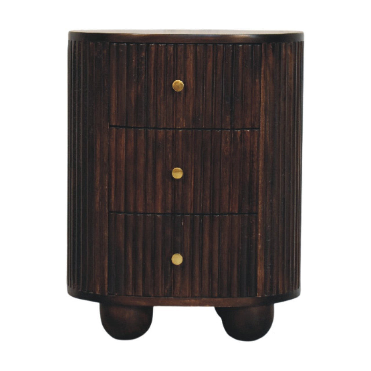 Curved Fluted 3-drawer Bedside