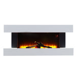 52-inch Electric Fireplace Suite, Black Fire With White Led Surround, Remote Control & Dual Side Nightlights