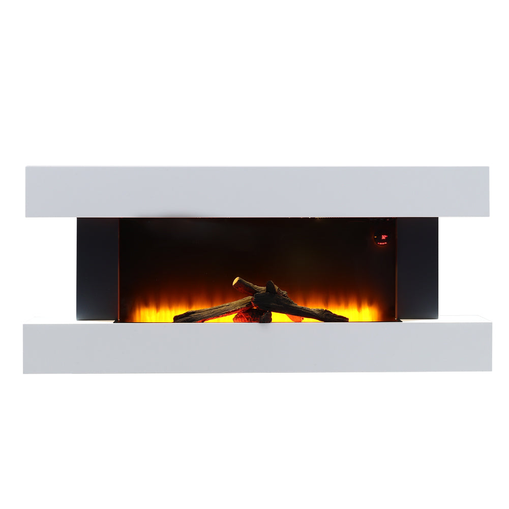 52-inch Electric Fireplace Suite, Black Fire With White Led Surround, Remote Control & Dual Side Nightlights